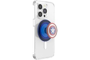 PopSockets: PopGrip Round dla MagSafe - Pierścień Adaptera do MagSafe w Zestawie - Rozkładany uchwyt i stojak do telefonów z wymiennymi krążkami PopTop - Enamel Captain America