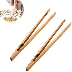 2x Toruiwa Pince à Toasts Pince à Pain Grillé Pince de Cuisine en Bambou pour Grille-Pains Baguettes 18cm