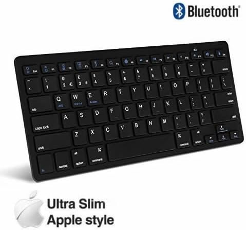 Combrite® Ultra Slim Wireless Bluetooth Keyboard Apple Style For iOS, iPad, Android, Mac OS &amp; Windows Devices, UK Layout - Black