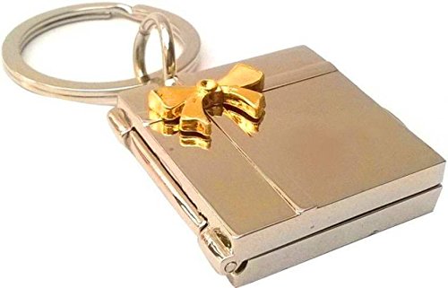 Gratitude Book-Shape Double Photo Frame Key Chain, Material - Metal, Color - Silver
