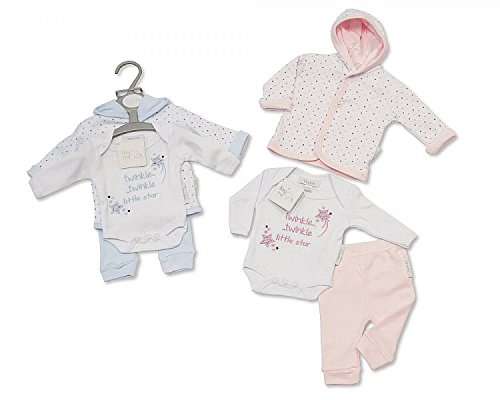 Premature Baby Clothes Set Blue 3 Piece With Embroidery and Applique - 3/5 lbs