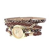 Demiawaking Mode Frauen Quarzuhr Geflochtenes Wickel Wrap Armband Armbanduhr Geschenk