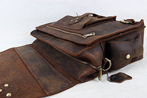 Jellybean Gorilla 14“ VINTAGE ECHT AKTENTASCHE AUS LEDER, KURIERTASCHE, LAPTOP TASCHE - 5