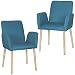 Produktbild FineBuy 2er Set Retro Esszimmerstuhl BEST Petrol mit Armlehnen Skandinavisches Design | Polsterstuhl Stoff-Bezug mit Rückenlehne | Design Küchenstuhl Holz Beine Doppelpack - gepolstert