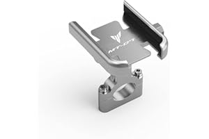 ANYWAY Porta cellulare per moto per MT03 MT07 MT10 MT 03 07 10 Morsetto per staffa per telefono anti-vibrazione Tipo universale per manubrio(D'argento)