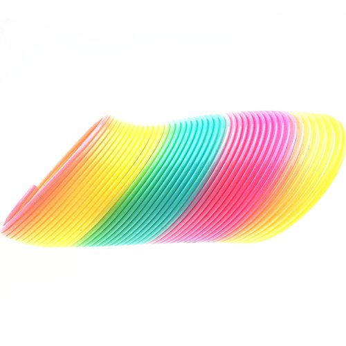 JKLYZXS 10CM Large Rainbow Printemps Coil Slinky Fun Kids Magic Toy Extensible Bouncing