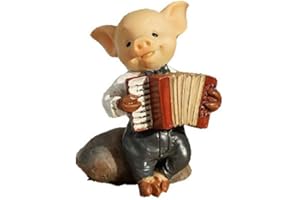 Gemmia Miniature Fairy Garden Pig Figurines- Accordionist for Piggy Band