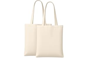 MIMAIN Bolsas de Tela con Asa Extra larga y Bolsillo interior. Tote Bag grande para pintar bordar sublimar. Reutilizable Resistente. Bolso Tela personalizar. Compras mujer. 345 g/m²