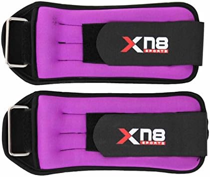 Xn8 Pink Black Ankle Weights Velcro Adjustable Leg Wrist Strap Running Gym Training Exercise (1 x 2 = 2 kg Pair)