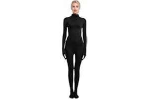 Generisch Damen Turtleneck Full Body Unitard Bodycon Einteiler Ganzkörper-Overall Langarm Rollkragen Tanzen Yoga Gymnastik Kostüm Bühnenauftritt