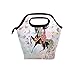 Produktbild folpply Rosa Fee Schmetterling Mädchen mit Floral Pferd Isolierte Lunch Cooler Tasche Lunchbox Handtasche Tasche mit Reißverschluss für Herren Frauen Erwachsene Kinder Jungen Mädchen