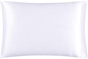 Mommesilk Poszewka na poduszkę, jedwab, 19 momme, 100% jedwab morwowy, luksusowa poszewka na poduszkę, pielęgnacja włosów i skóry, z zakładką, 1 sztuka, biała, 40 x 80 cm