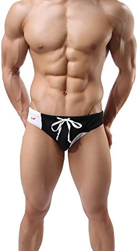 HXDYXGS Swimming Trunks Brief Swimsuit Seamless Swim Underwear Boardshorts For Men (L, Black)