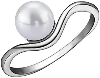 Anniversary ring Plated platinum 18K carat High quality novelty jewellery Woman White Pearl Aveline-58 Size R