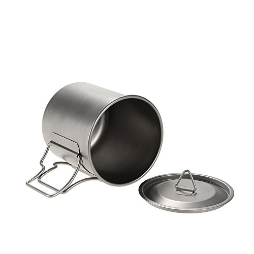 Docooler 420 ml Titanium Becher mit Cover Camping Becher mit Deckel Picknick Wasser Tasse Outdoor Geschirr - 4
