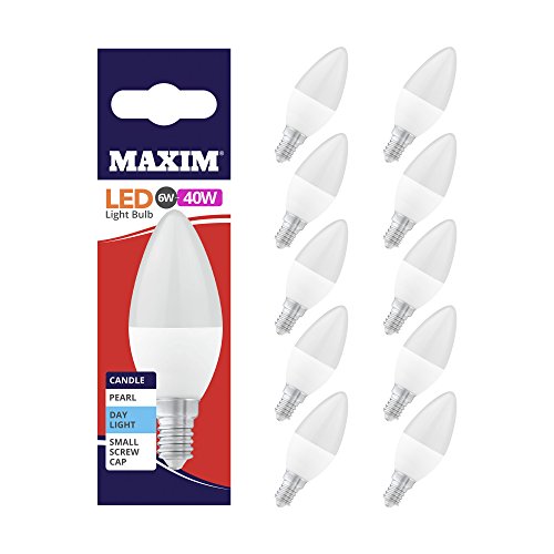 Maxim - Bombilla LED pequeña (Edison, casquillo de rosca, E14, 6 W, luz blanca diurna)