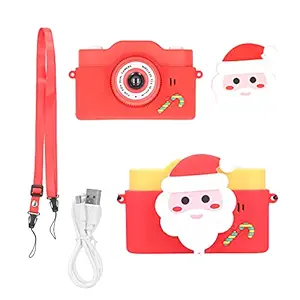 Kids Selfie Camera Christmas Birthday Gifts Dual Camera Music Cartoon Santa Camera, Toddler Portable HD Digital Video Cameras Music Player with Various Color Filters, USB Rechargeable(red)