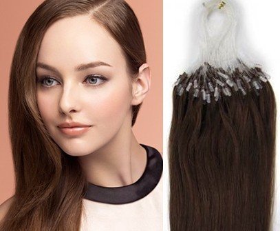 Grade A 100% Pre Bonded Micro Ring Easy Loop Remy Human Hair Extensions 4# Dark Brown,0.5g/s 18inch