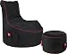 Produktbild GAMEWAREZ Crimson Thunder 2.0 Gaming Sitzsack Set, Made in Germany, für PS4, XBOX360, XboxOne, Nintendo DS, Nintendo Switch, Smartphone. Schwarz mit rotem Keder, Tasche und Kopfhörerhalterung