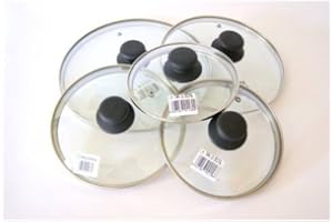 STARLIT42 LOT DE 5 COUVERCLES EN VERRE BORD EN INOX VITRINOR Ø 16, 18, 20, 22 et 26 cm