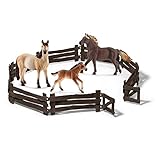  Horseclub Schleich Mustang Familie (13805 + 13806 + 13807) + 42304 Gatter