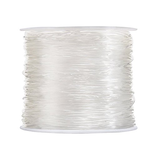 Hilo elástico de poliéster, transparente para hacer adornos con abalorio como pulseras y otras manualidades, de 0,8 mm, 100 m