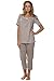 Italian Fashion Marianna Pyjamas- Short Sleeve & 3/4 Bottoms,Size XL,Beige