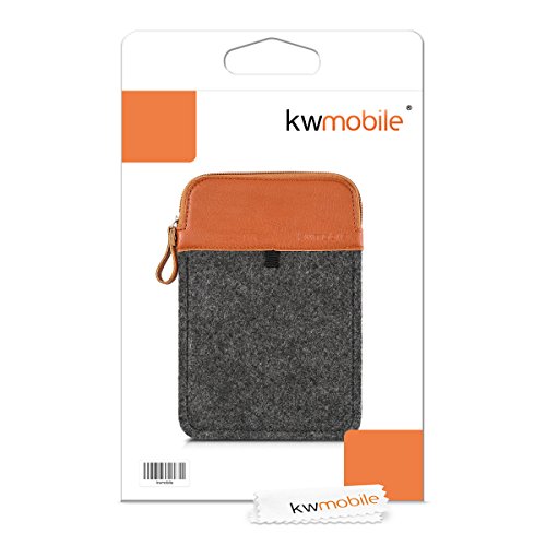 kwmobile Tablettasche Filz Sleeve für 7″ Tablet – Tablet Schutzhülle Tasche Case Hülle in Dunkelgrau Braun Innenmaße: ca. 20,6 x 13,9 cm - 6
