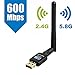 Produktbild Wifi Adapter Surenhap Wlan Stick 600 Mbit/s, Dualband(2.4G/150Mbps+5G/433Mbps) Wireless USB Wlan Adapter Computer Wifi mit Antennenbuchse und abnehmbarer Antenne, für PC/Laptop/Notebook