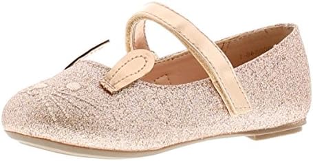 New Younger Girls/Childrens Rose Gold Touch Fasten Ballet Style Shoes - Rose Gold - UK Size 11