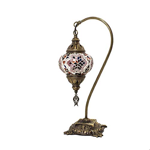 Preisvergleich Produktbild Mosaik-Lampe – türkisches Mosaik-Tisch- und Schreibtischlampe, atemberaubender marokkanischer Stil, einzigartiger Lampenschirm, Schwanenhals Serie (Zirkon)