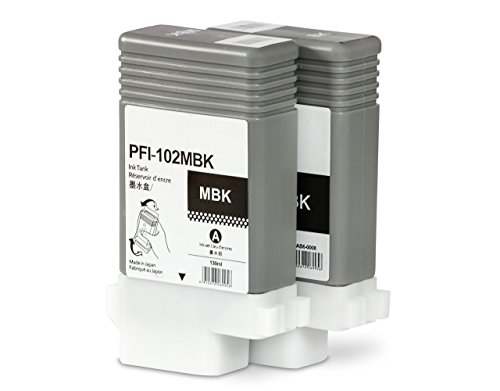 Druckerpatronen Doppelpack kompatibel für Canon imagePROGRAF 500 600 700 | PFI-102 2x Matt Black