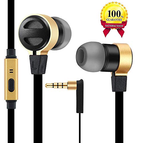 Auricolari,Cuffie ad Alta Definizione, Isolamento Acustico, ottimi Bassi progettati per iPhone, iPod, iPad, Lettori MP3, Samsung Galaxy, Nokia, HTC, exc. (Oro nero)