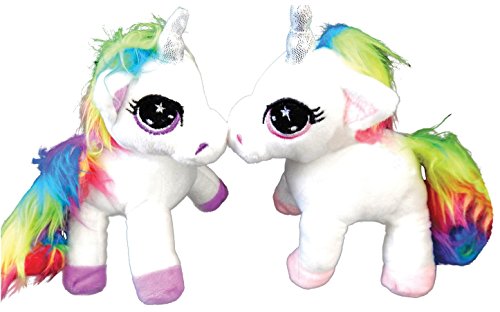 Preisvergleich Produktbild MT Einhorn Plüsch Nackenkissen Spardose Fahrradklingel (Regenbogen 2er)