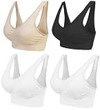 4 Pack Marielle Bra® - The Ultimate comfort Bra. Premium Quality Thick Material - Guaranteed Best On The Market Seamless Support Comfort Sport Stretch Action Leisure Black White Nude / Beige