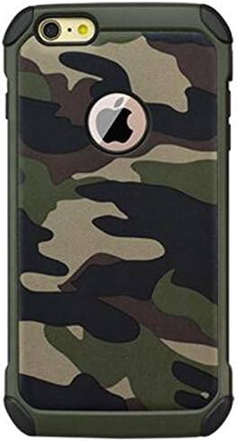 NX Camouflage Case for iPhone 6 Plus with Free Ring Stand Holder,PU+PC+TPU 360°Protection Bumper for iPhone 6s Plus,Camo Green