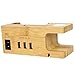 Produktbild Jintime Multifunktions Holz Ladestation Für iWatch 3 Port Smartphone Ladestation Bambus Docking Rack Tisch Cord Organizer Telefon Halter 2.4 * 2.4 * 5.7 ''