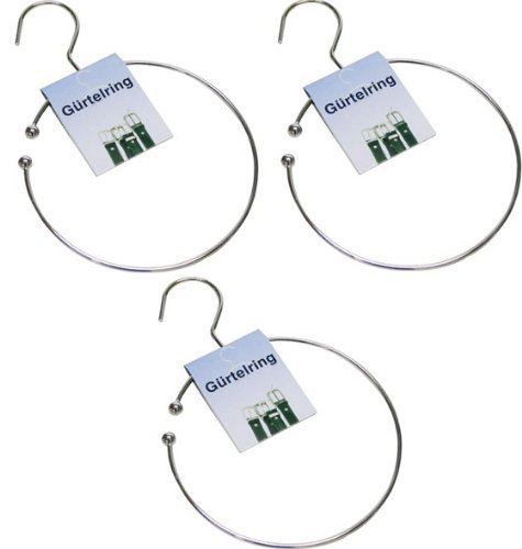 3 Gürtelringe Ø 14cm Krawattenhalter mit Haken für den Kleiderschrank