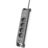 PHILIPS SPN4140GA/62, 4 Soket, Akım Korumalı Priz, 2400 Joules, 2Mt Kablo, 1xUsb-C PD 20W Hızlı Şarj, 2xUsb-A QC 18W, (Gri)