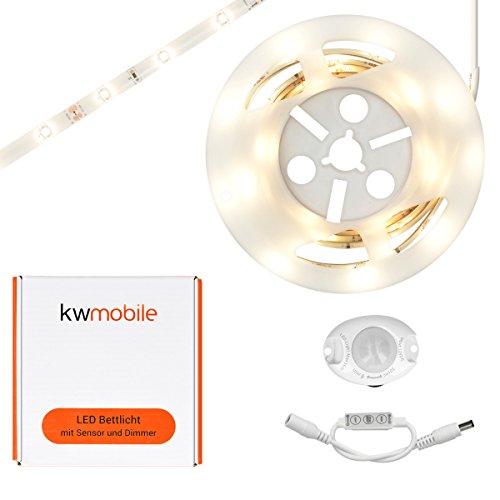 kwmobile LED Bettlicht mit Bewegungssensor – LED-Streifen 1,2m Länge – dimmbar – Helligkeitssensor – Sicherheit im Dunkeln – 36 LEDs – warmweiß - 6