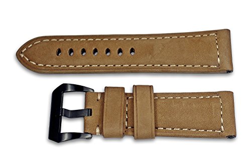 24mm Uhrenarmband CARAMEL CHUNC Modell 4694 Handgearbeitetes PAM-Style Lederarmband Stahlschliee fr Panerai,PARNIS...