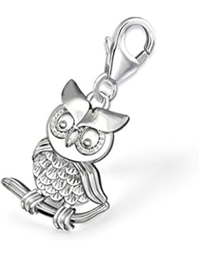 GH1a Eule Charm / Anhänger 925 Sterling Silber Kinder Damen Geschenkidee / ch-030