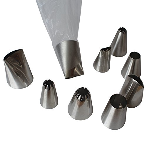 Großes 8teiliges Koch- Backset Spritzbeuteldüsen zur Tortendekoration, Zuckerguss, Glasur, Canapés von Kurtzy TM - 4