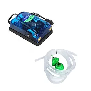 SOBO Aquarium Air Oxygen Pump 3 Meter Pipe 2 Air Stones (2 Outlets Double Nozzle Sb-348A)