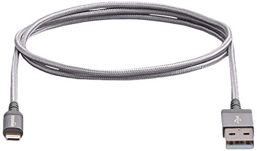 AmazonBasics Verbindungskabel Lightning-auf-USB-A, Nylon, geflochten, 0,9 m, zertifiziert von Apple, Dunkelgrau - 6