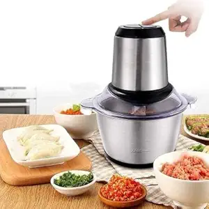 GaxQuly Stainless Steel Electric Meat Grinders with Bowl 220W Heavy for Kitchen Food Chopper, Meat, Vegetables, Onion , Garlic Slicer Dicer, Fruit & Nuts Blender