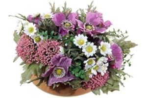 ‎ARTPLANTS artplants.de Künstliches Blumengesteck Anemone, Astilbe IGNATIO auf Platte, violett-weiß, 17cm, Ø28cm - Deko Blumenarrangement