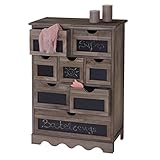 Gebürstete Oberfläche Mendler Kommode Ermelo, Schubladenschrank mit Tafel, Shabby-Look Vintage 87x60x30cm ~ braun