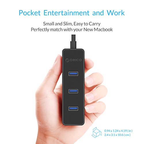 ORICO USB Hub Portable, Extra Leicht, 4 Ports USB 3.0 Highspeed Datenhub für Notebook Ultrabook Tablet MacBook iMac Windows MacOS Linux - 4