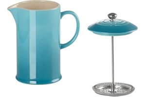 LE CREUSET Cafetera de prensa de cerámica de gres, 1 L, Caribe, 91028200490000